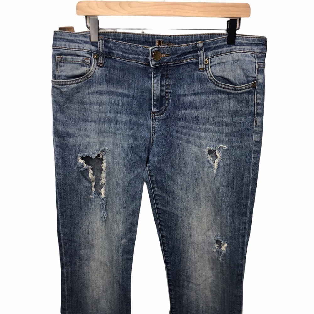 Kut From The Kloth Boyfriend Straight Leg Distressed Jeans Straight Size 10 - Picture 2 of 8